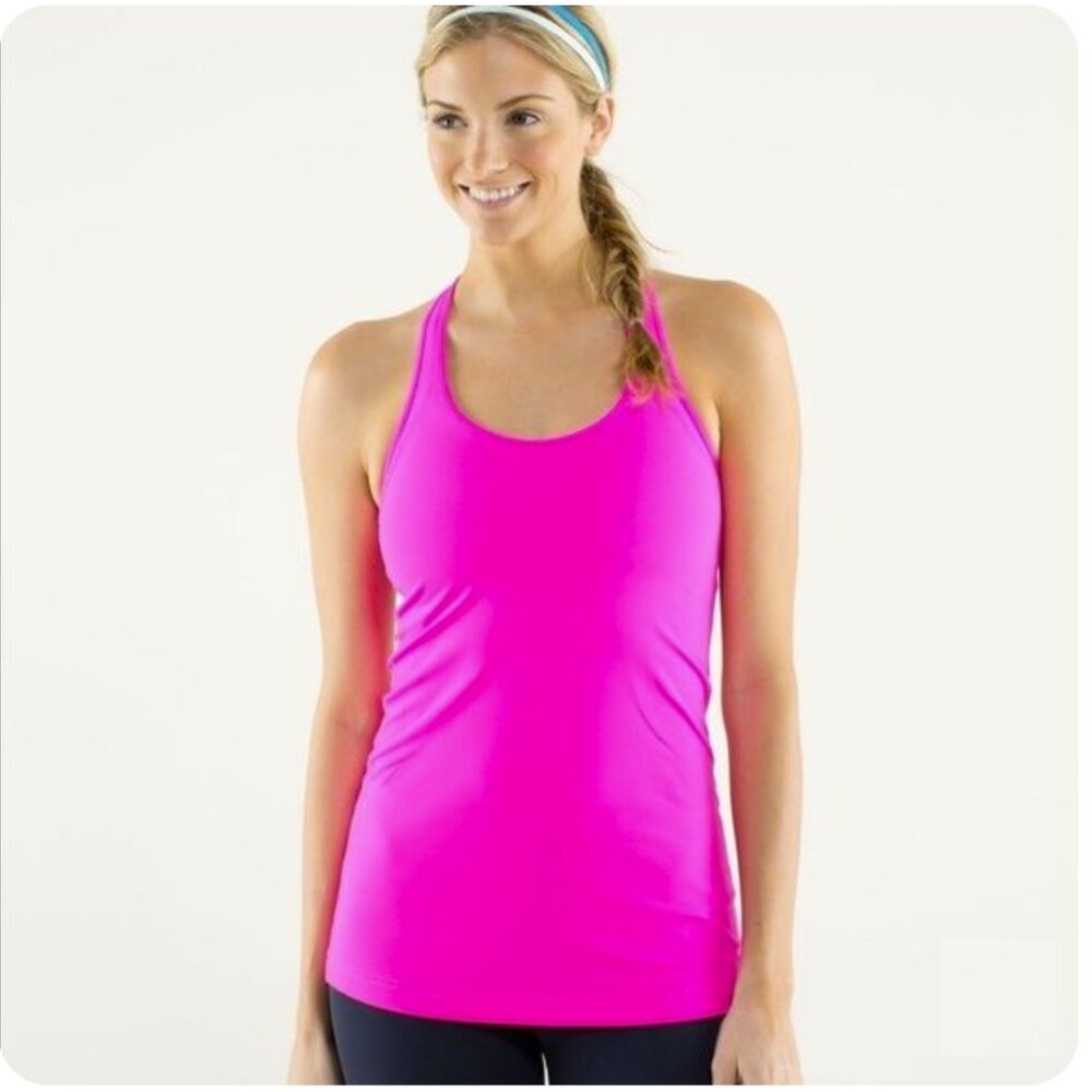 Lululemon Neon Bright Hot Pink Cool Racerback Tank Top Size 6